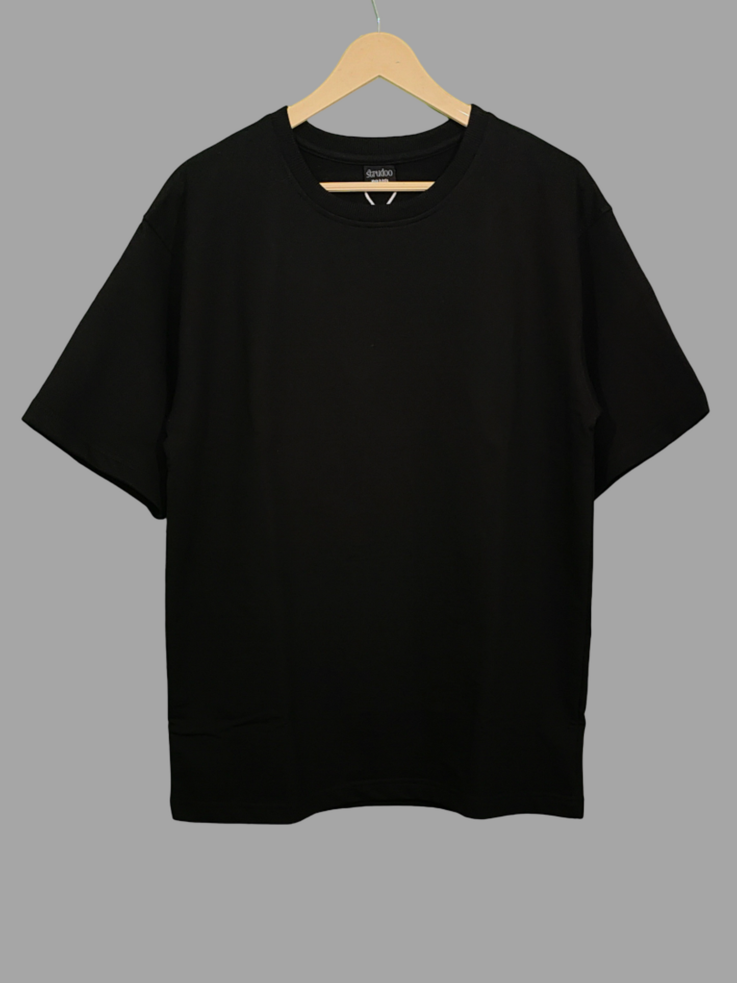 French Terry Cotton Oversize Fit T-shirt - Black Strudoo