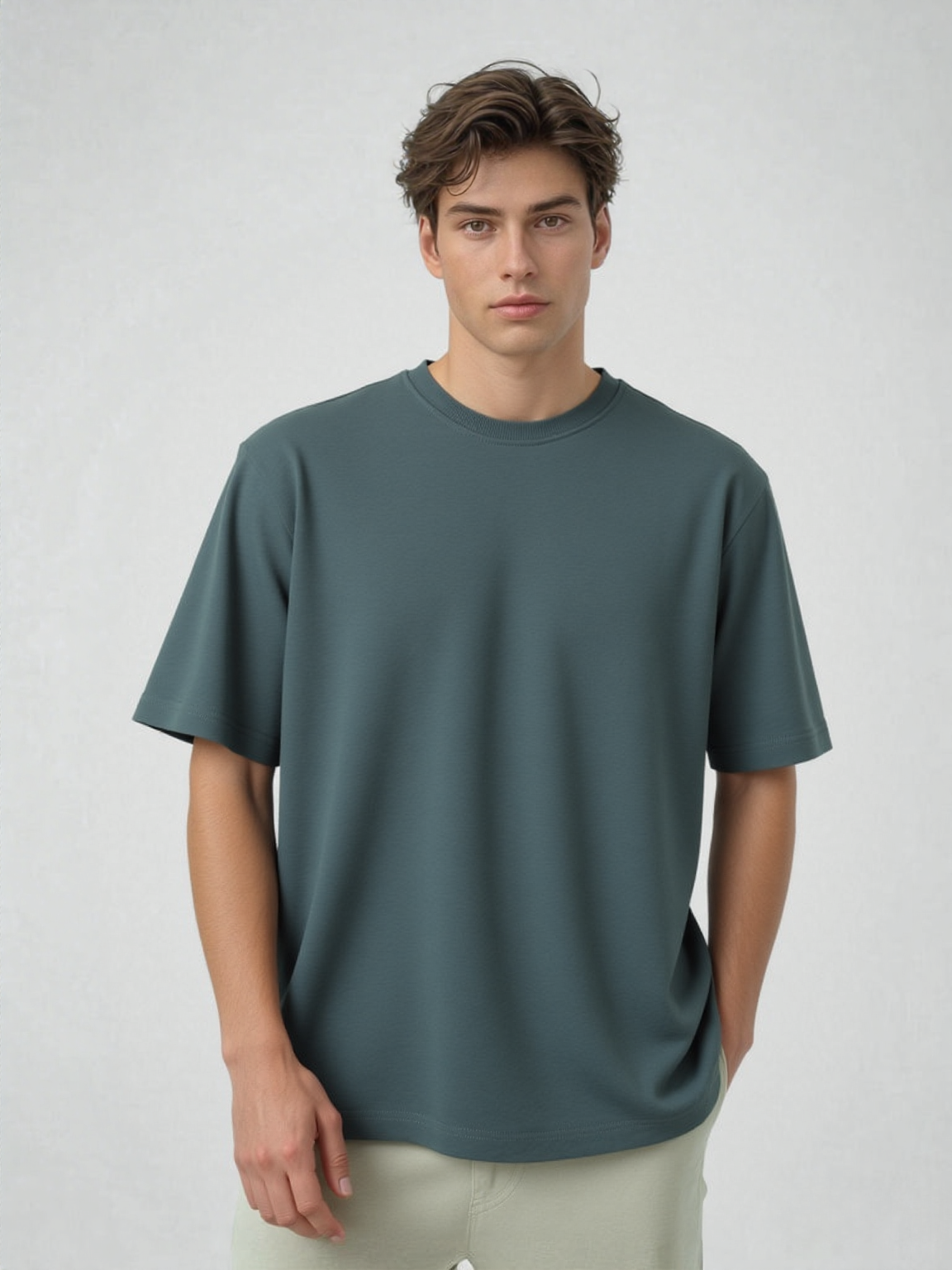 French Terry Cotton Oversize Fit T-shirt - Electric Blue Strudoo