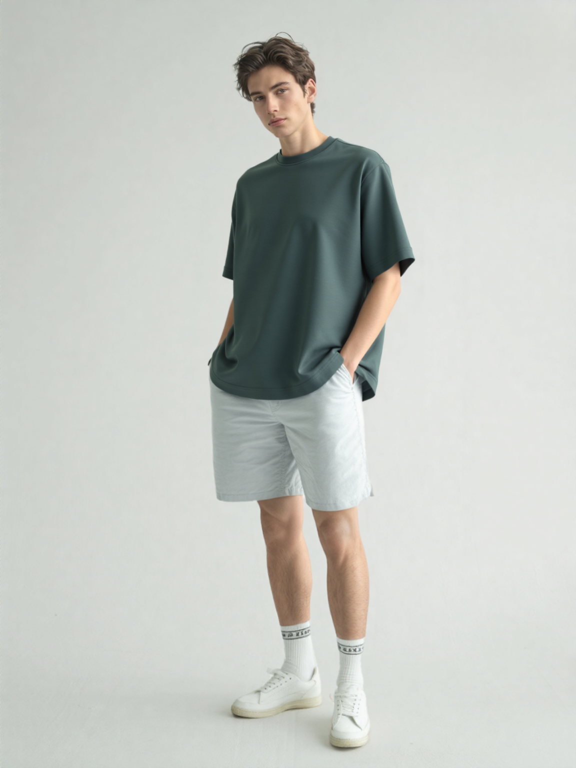 French Terry Cotton Oversize Fit T-shirt - Electric Blue Strudoo