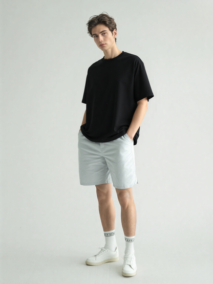 French Terry Cotton Oversize Fit T-shirt - Black Strudoo