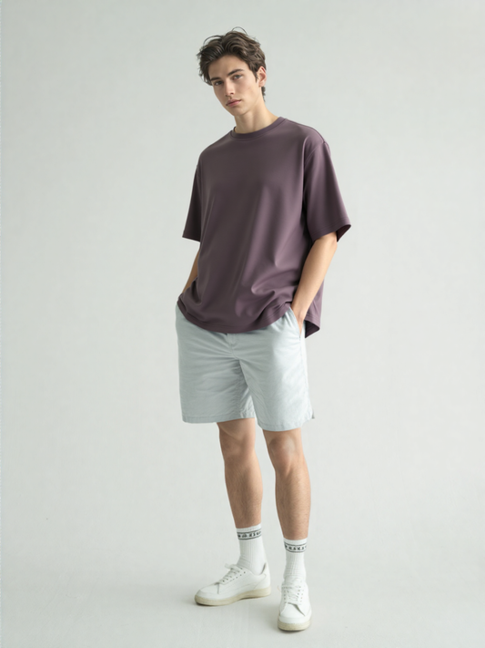 French Terry Cotton Oversize Fit T-shirt - Dusk Strudoo