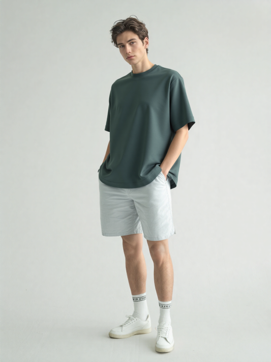 French Terry Cotton Oversize Fit T-shirt - Electric Blue Strudoo