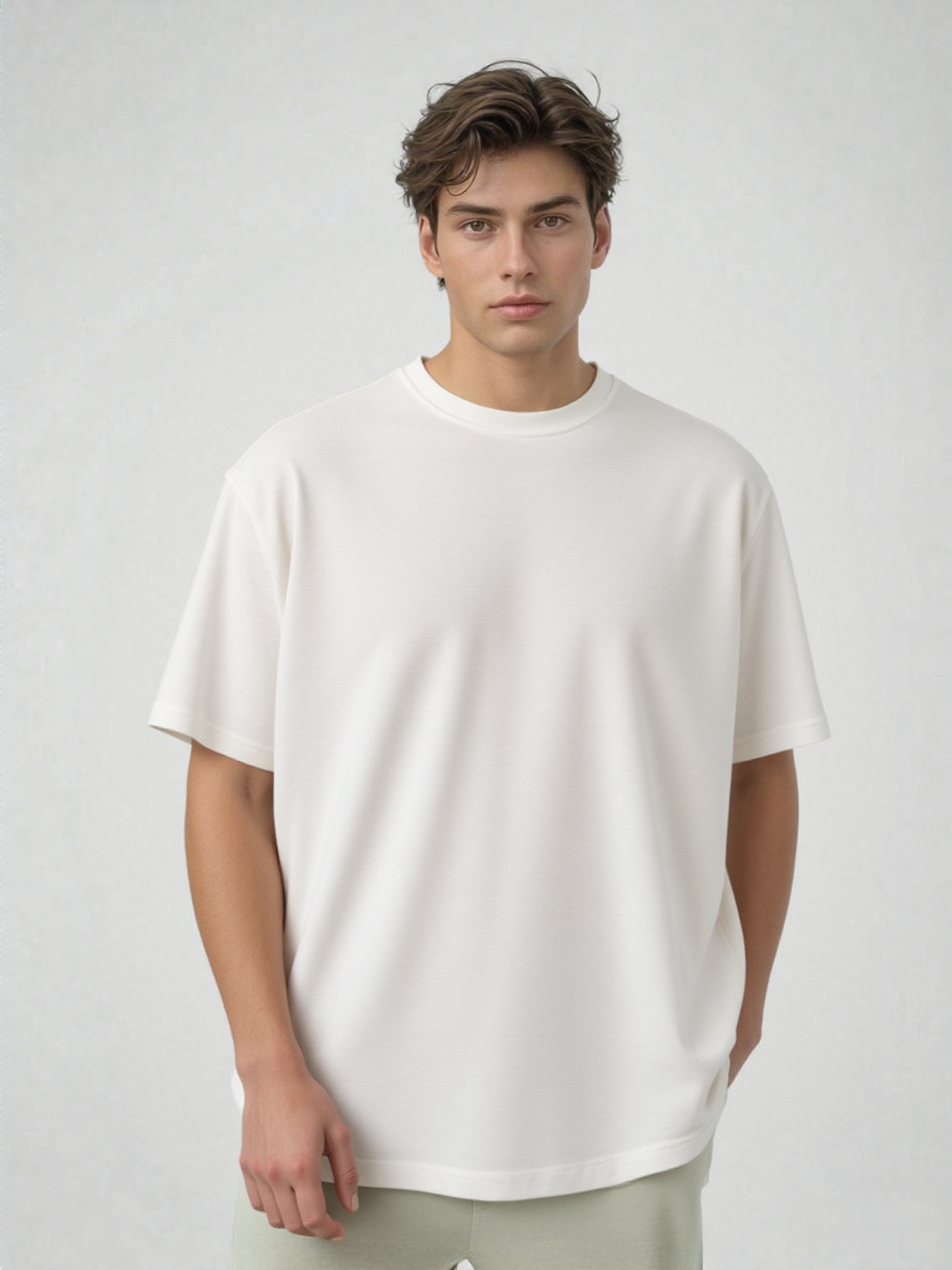 French Terry Cotton Oversize Fit T-shirt - White Strudoo